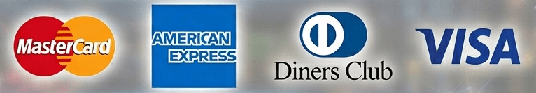 Visa, Mastercard, American Express, Diners Club